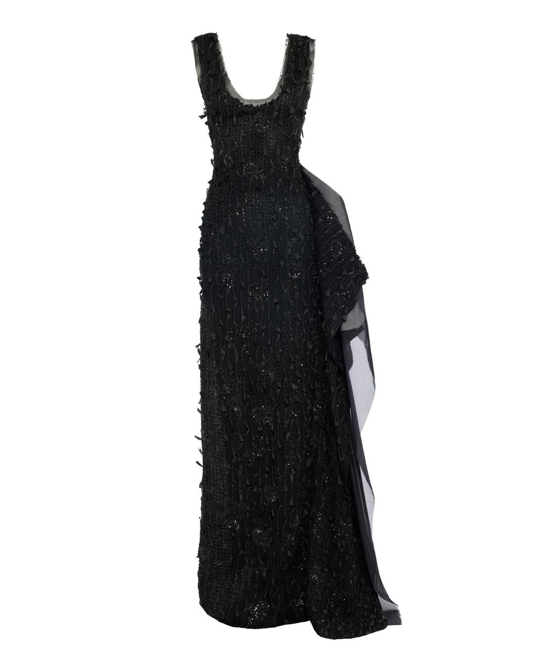 A.W.A.K.E. MODE Black Beaded Silk-Blend Maxi Dress