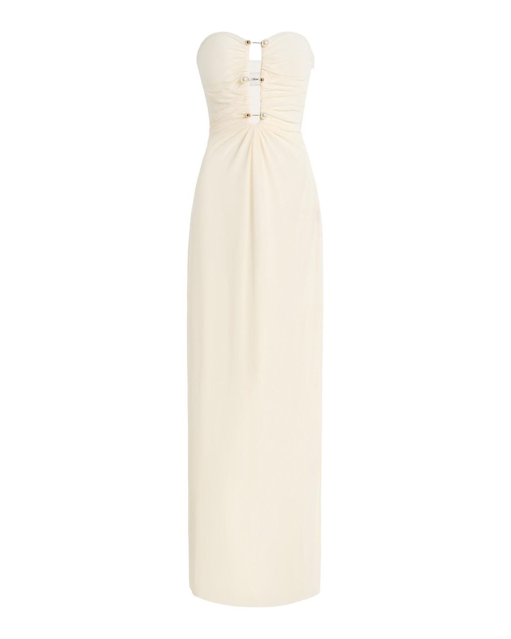 Moré Noir White Alina Ruched Jersey Maxi Dress