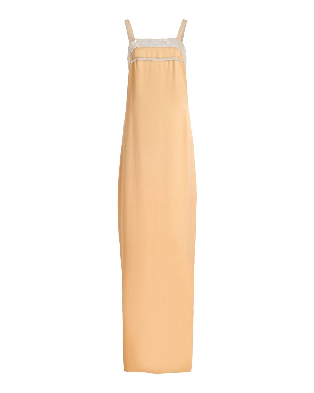 Colleen Allen White Lace-Trimmed Silk Maxi Dress
