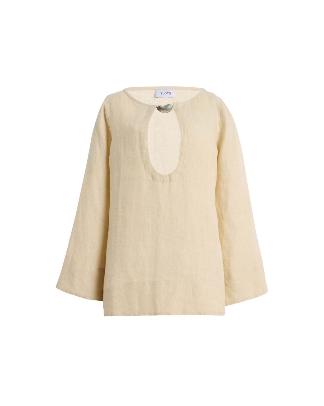 Sloan Natural Exclusive Keyhole Linen Mini Kaftan Set
