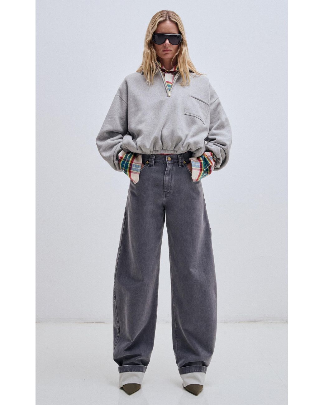 DARKPARK Blue Alva Cotton Cropped Sweatshirt