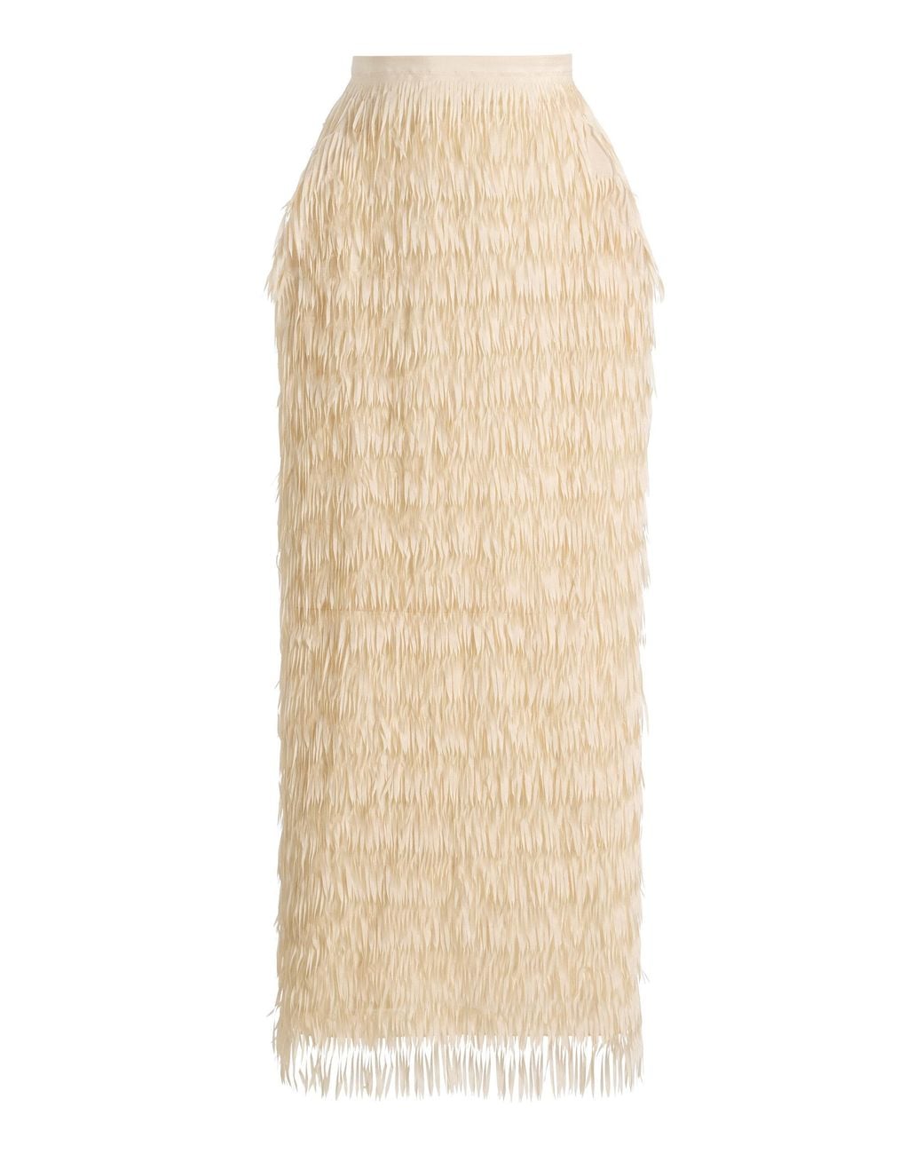 Maticevski Natural Resonate Fringed Maxi Skirt