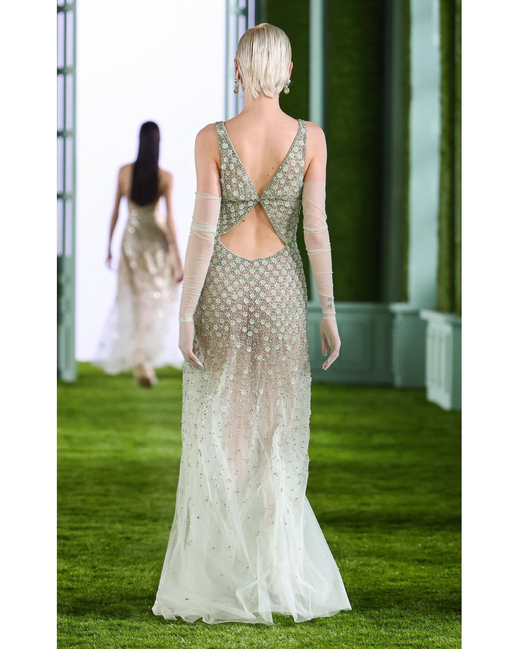 georges hobeika green dress GEORGES HOBEIKA Bead And Crystal-embellished Silk-blend Tulle Gown - Women - Beige Dresses