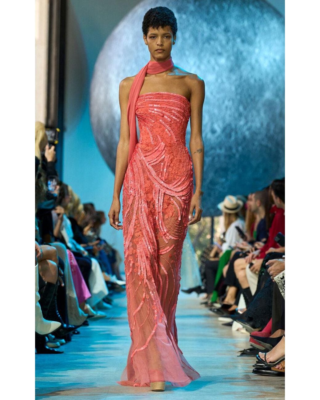 Elie Saab Beaded Strapless Maxi Dress in Blue | Lyst