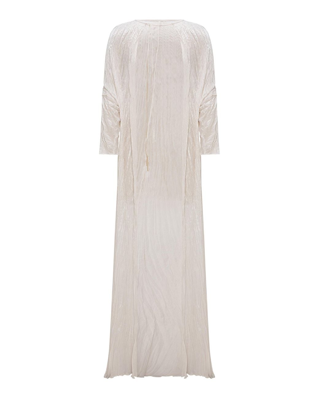 Marmar Halim White Pleated Chiffon Evening Gown