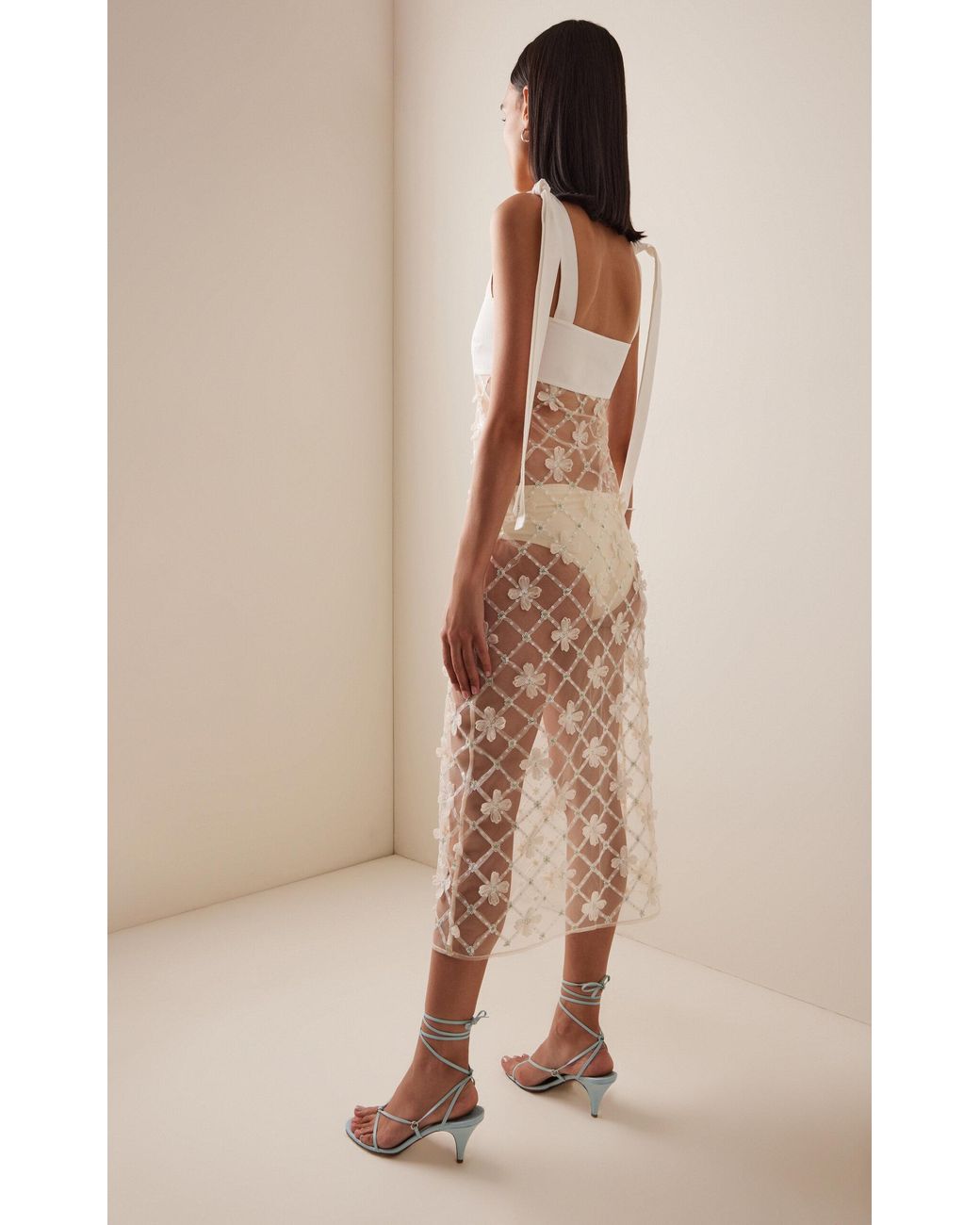 Siedres Tallula Bow-Embellished Cotton Lace Maxi Dress in White | Lyst  Canada