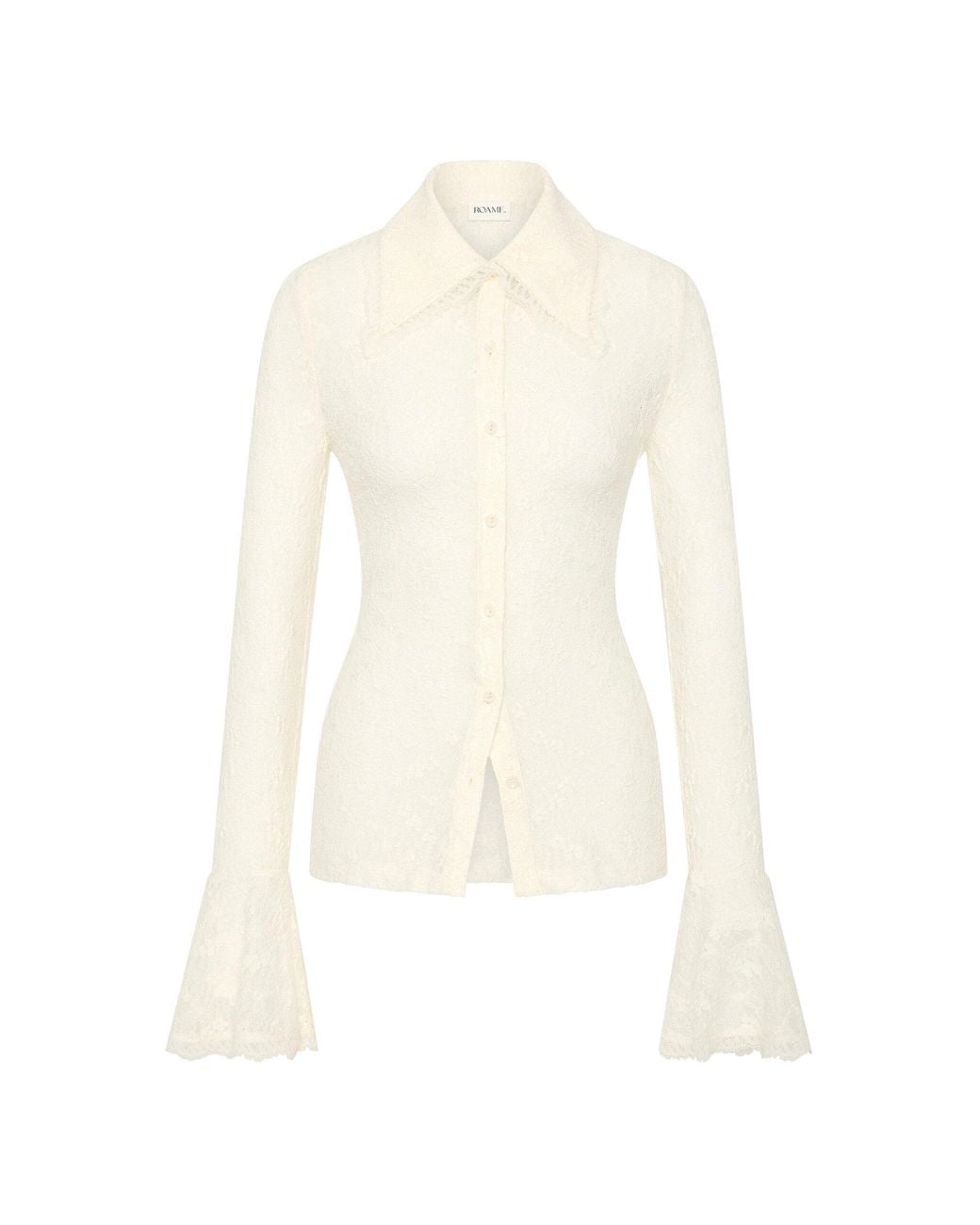 ROAME. White Daisie Lace Button Up Shirt