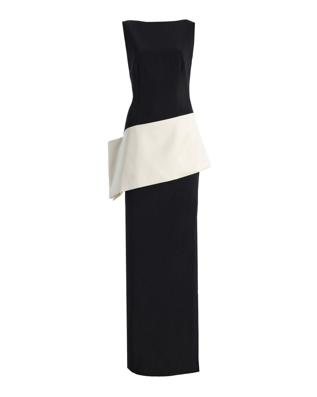 Rachel Gilbert Black Exclusive Rick Color-Blocked Crepe Gown