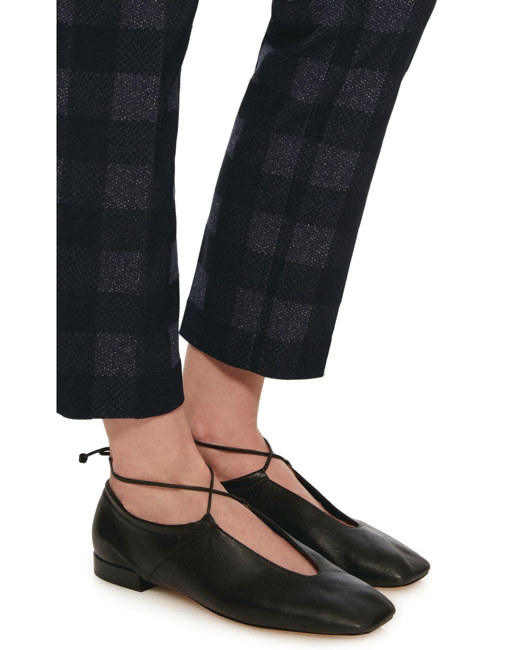 Rosetta Getty Lace Up Flat in Black | Lyst