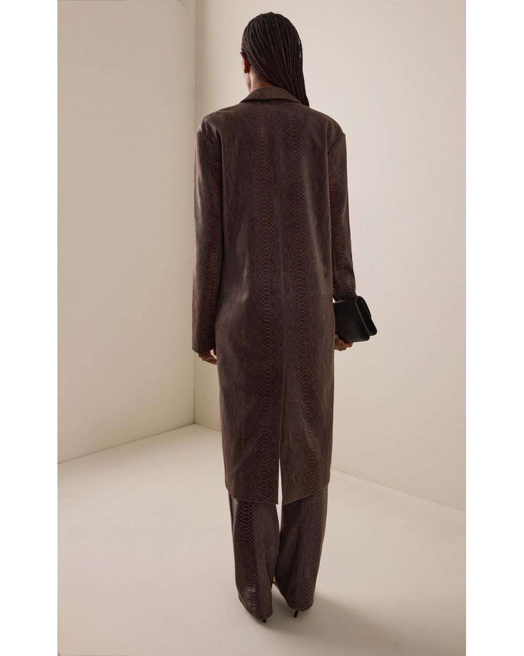 Paris Georgia Brown Classic Python-embossed Leather Jacket