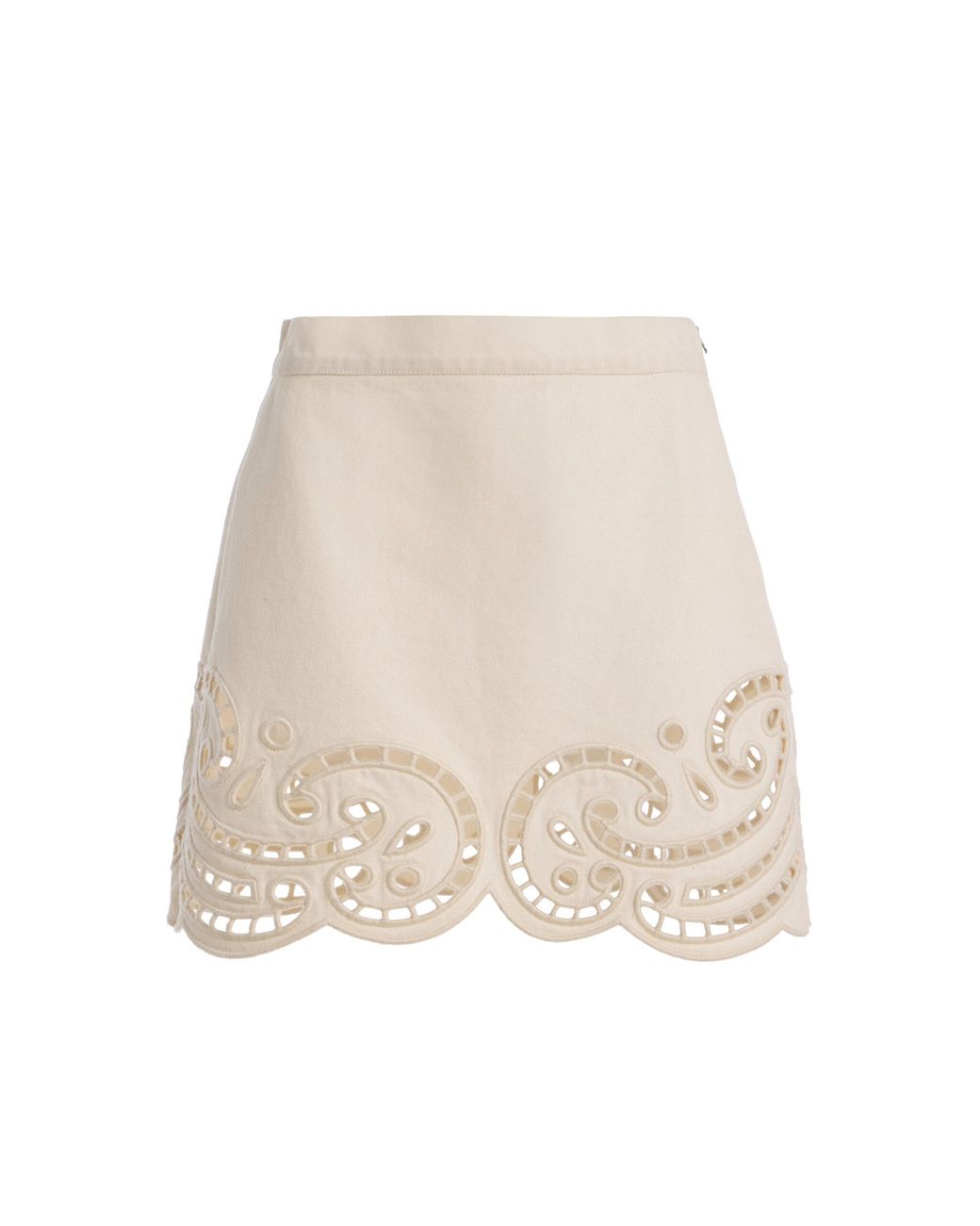 Ulla Johnson Natural The Cadiz Eyelet Denim Skirt
