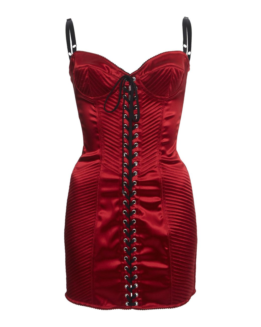 Dolce & Gabbana Lace-up Satin Mini Dress in Red | Lyst