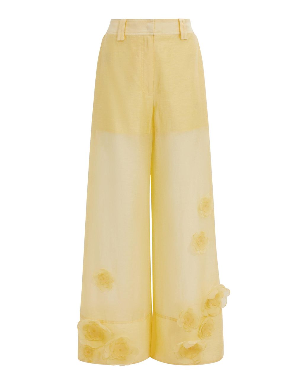 Aje. Yellow Cloudscape Organza Wide-Leg Pants