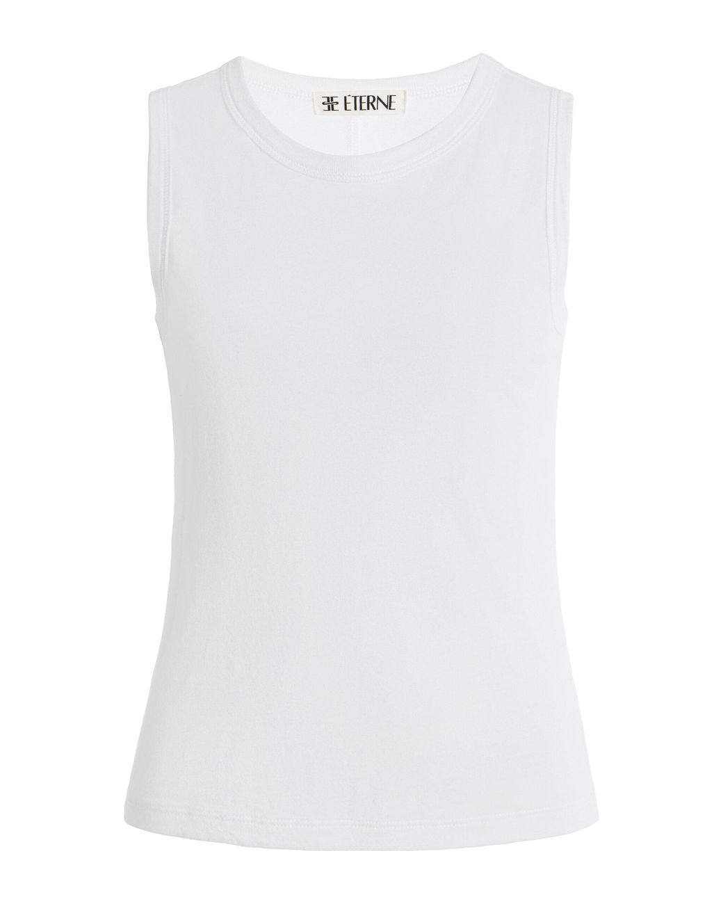 ÉTERNE White Fitted Cotton-Modal Muscle Tank Top