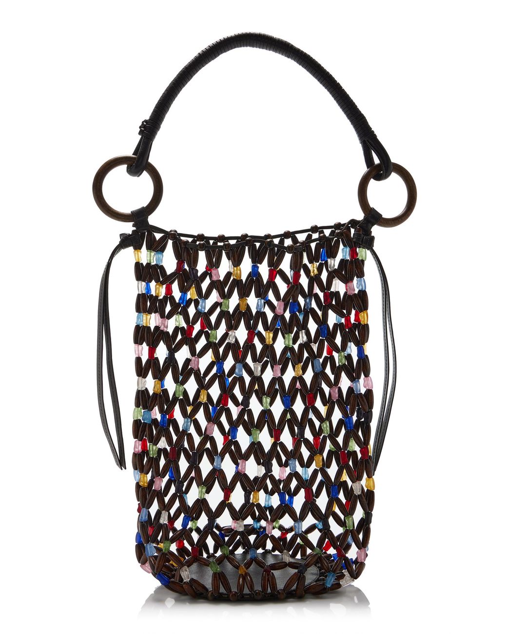 Staud Black Del Mar Beaded Bucket Bag