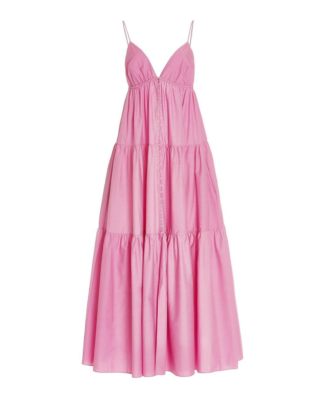 Printed Muslin Cotton Tiered Maxi Dress in Pink : TKL26