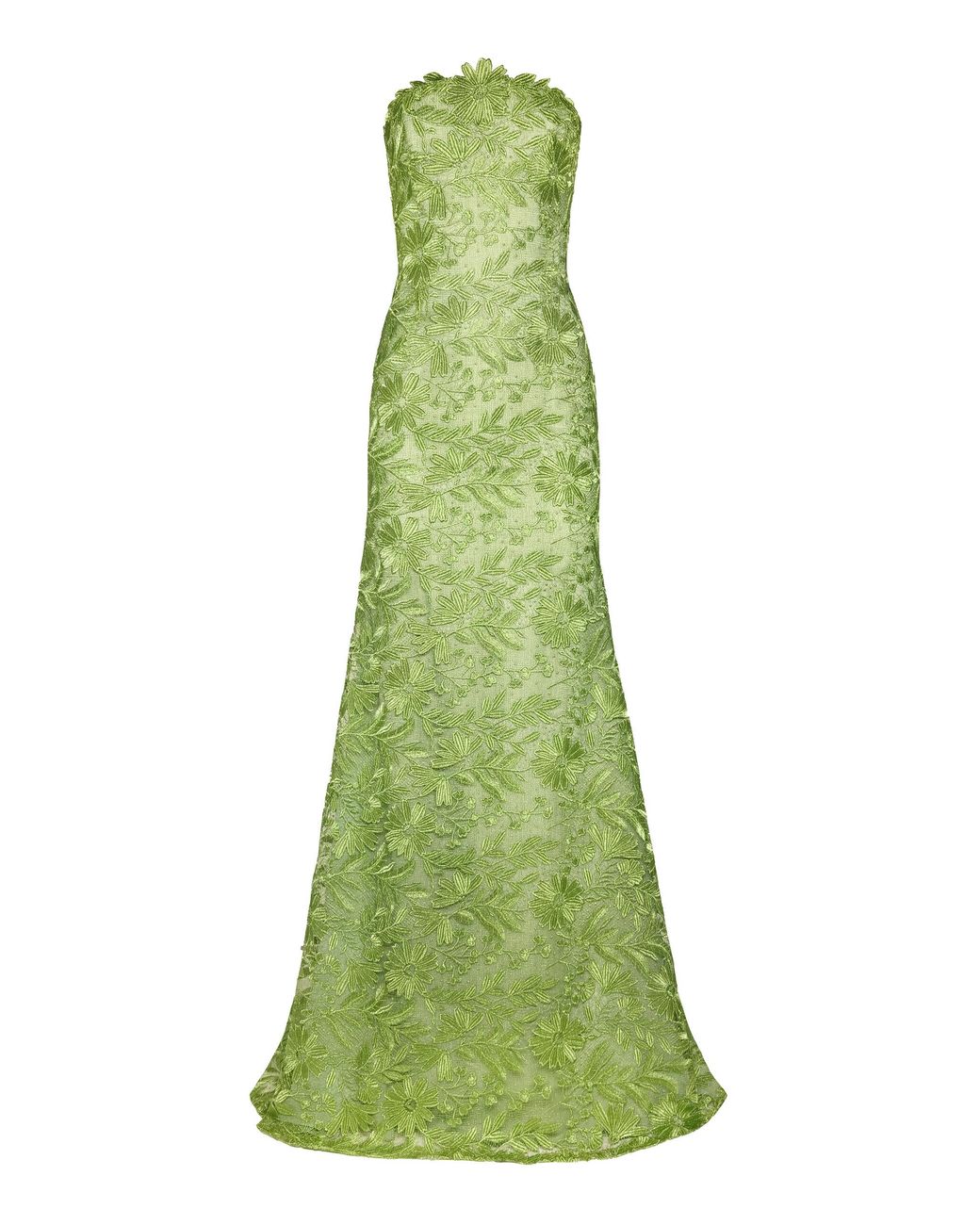 Naeem Khan Metallic Lace Strapless Fit-And-Flare Gown in Green | Lyst
