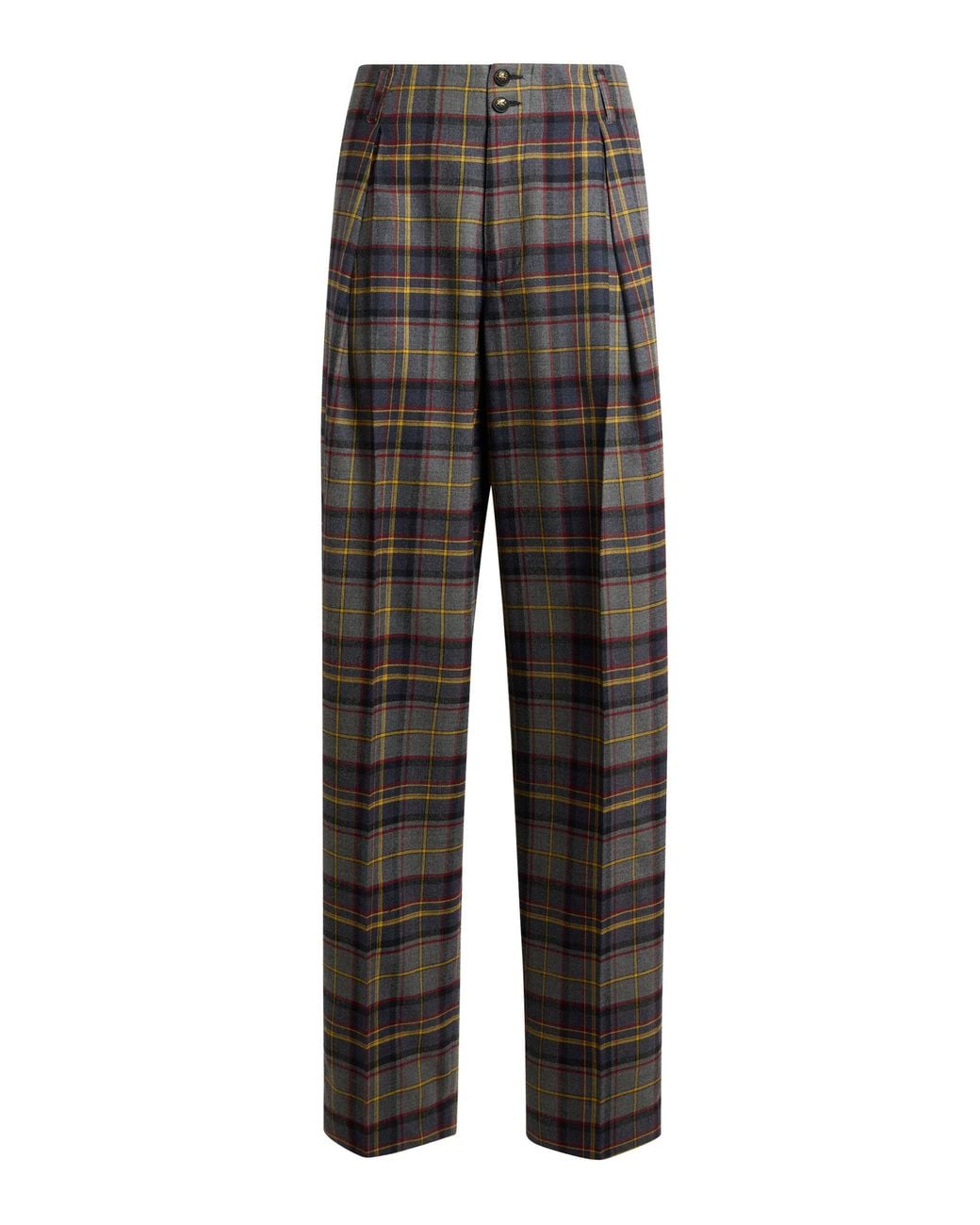 Etro Black Wool-Blend Wide-Leg Pants