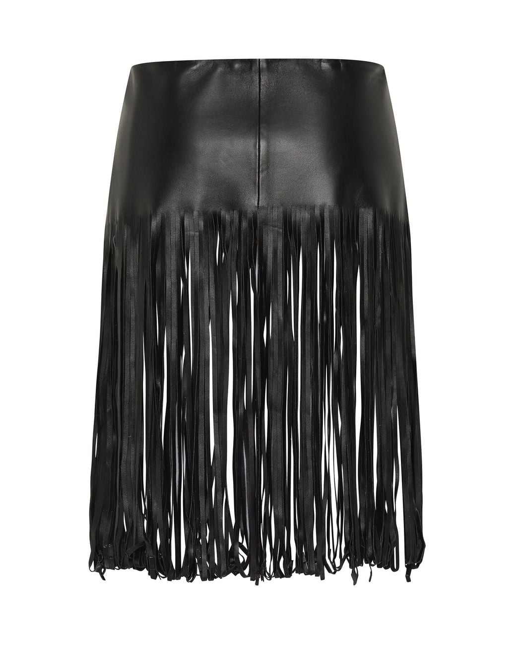 St. Agni Black Fringed Leather Belt Skirt