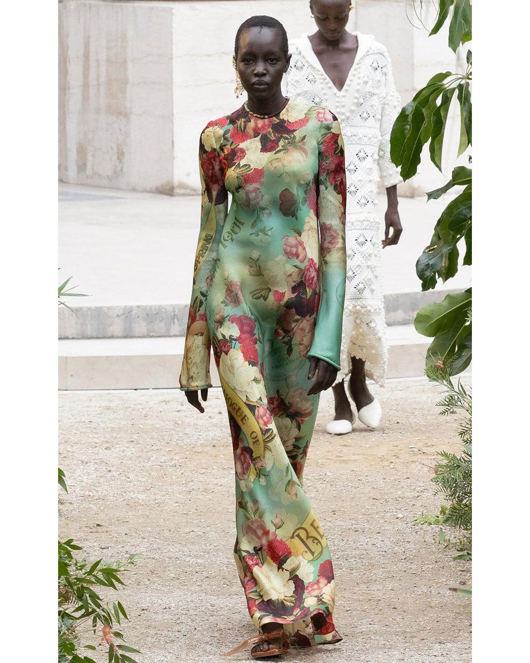 Printed silk store maxi dress