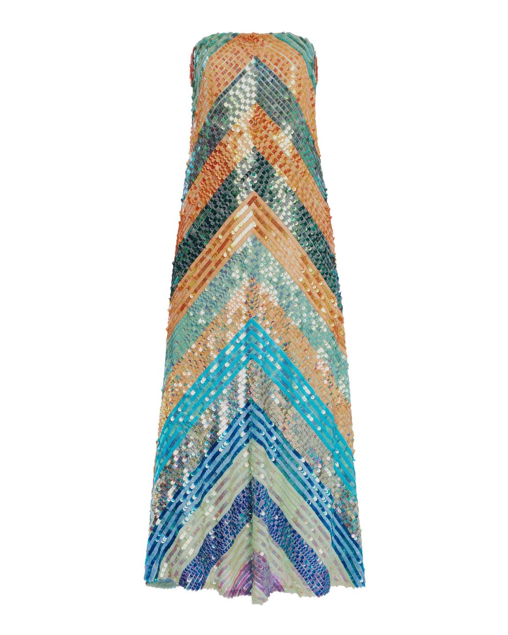Christopher John Rogers Blue Strapless Hand-Embellished Midi Dress