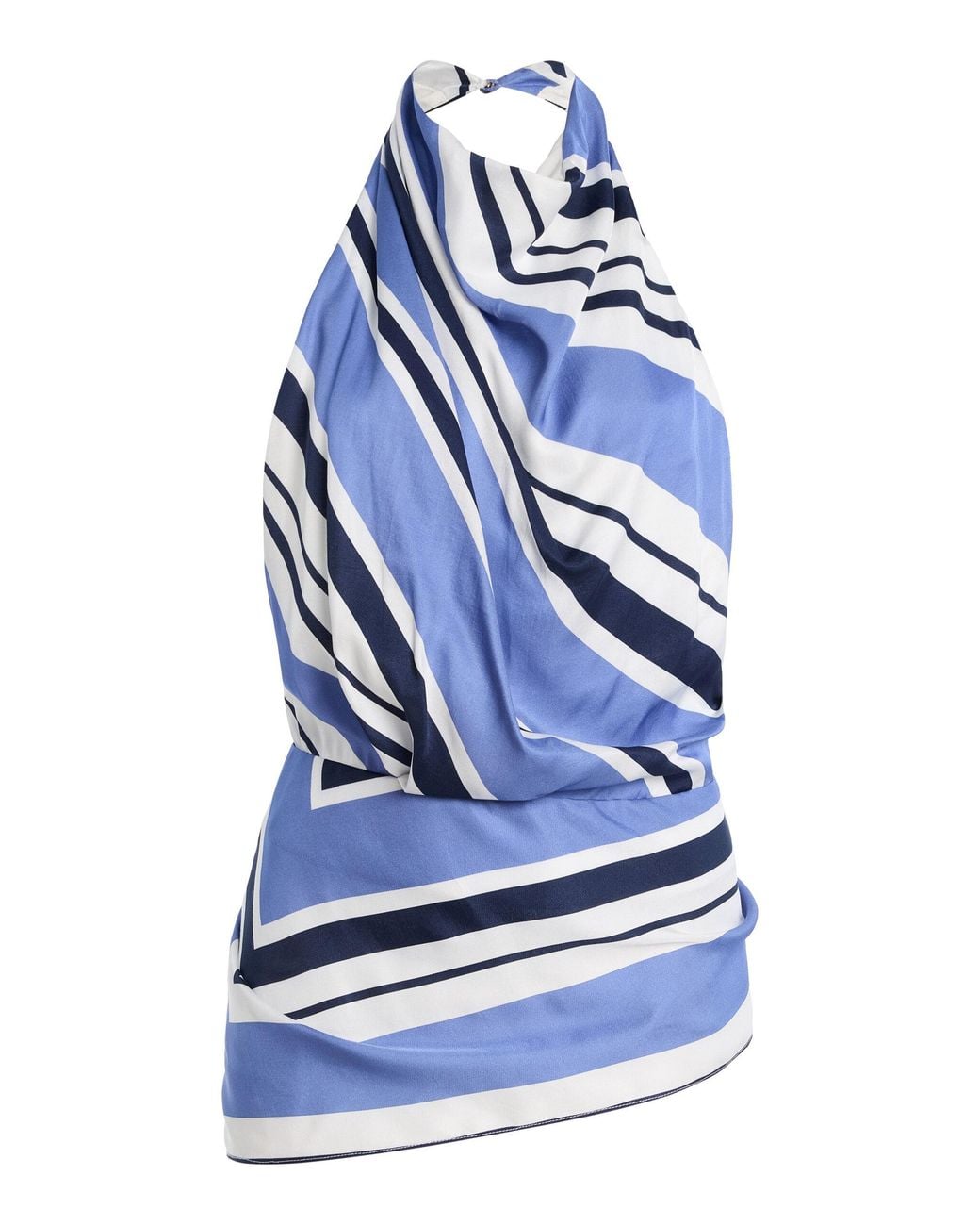 Brandon Maxwell Blue Exclusive Striped Twill Scarf Top