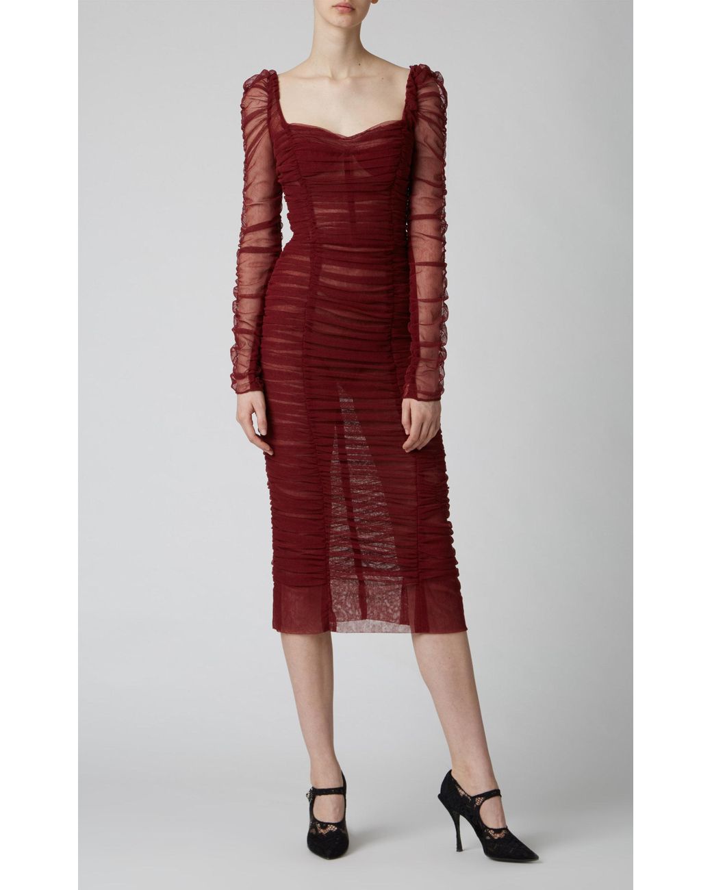 Dolce and gabbana ruched tulle dress hotsell