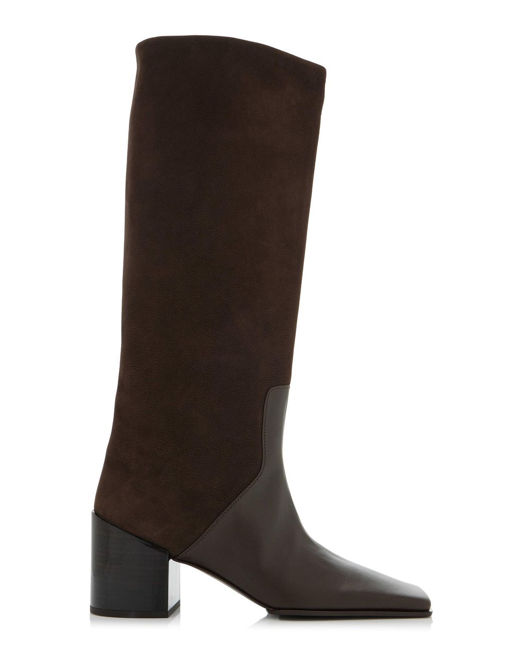 Alaïa Brown Square Nubuck And Leather Knee Boots