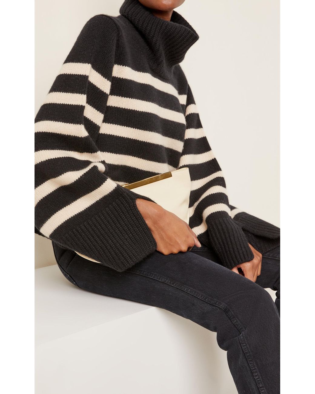 Striped Cashmere Turtleneck Sweater 