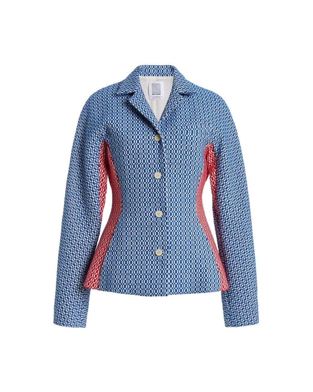 Rosie Assoulin Blue Best Buds Woven Blazer