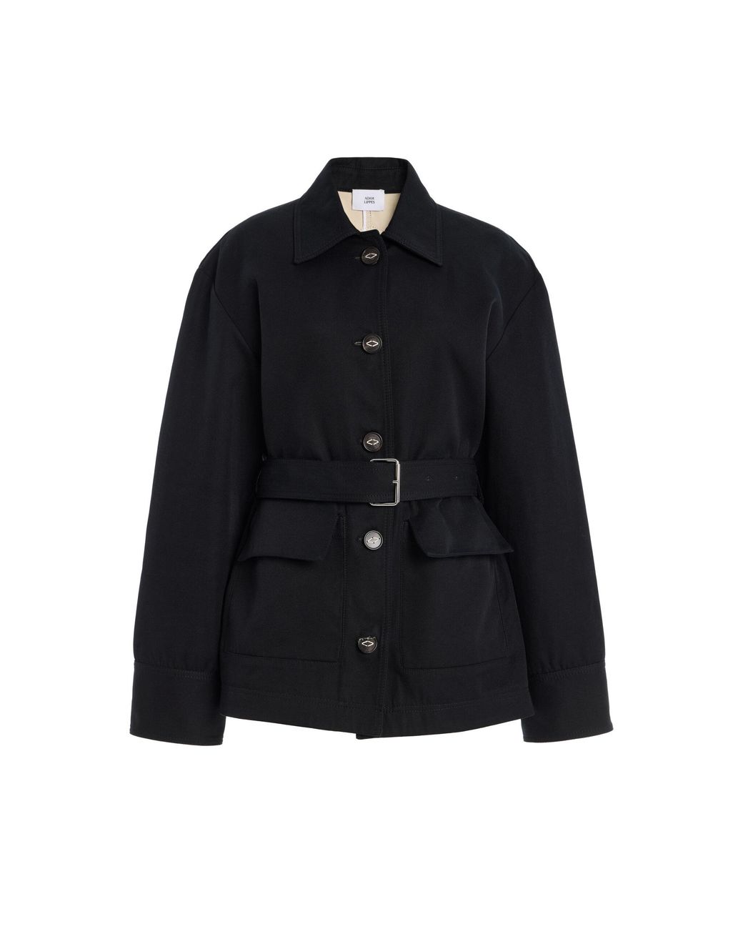 Adam Lippes Black Belted Cotton-Twill Barn Jacket