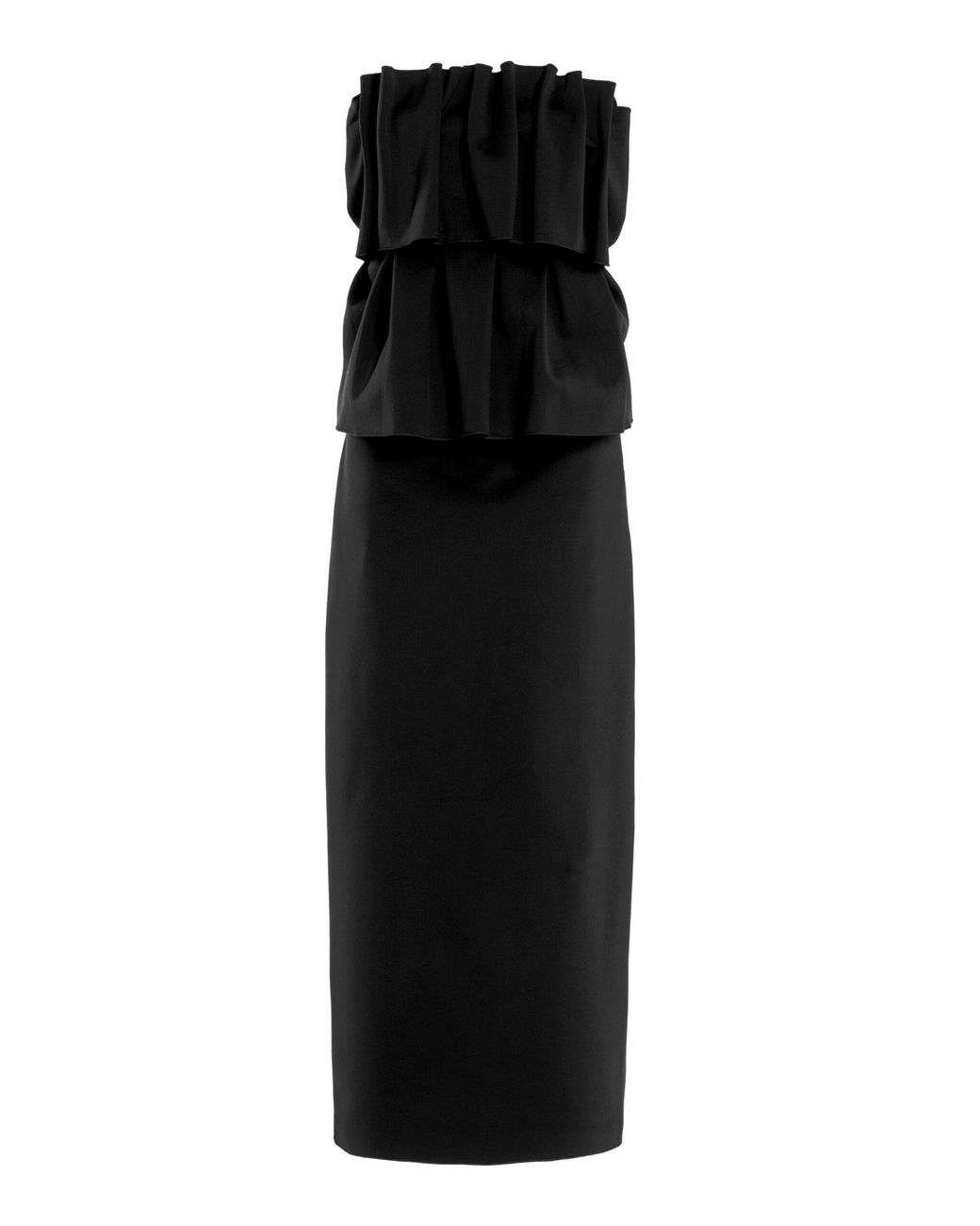 House of Dagmar Black Ruffled Stretch-crepe Strapless Midi Dress