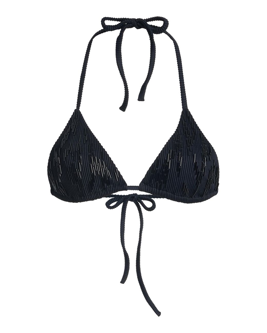 Ziah Black Embroidered Triangle Bikini Top