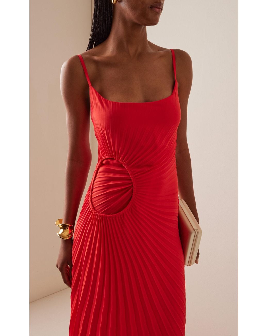 Georgia Hardinge Tide Pleated Georgette Maxi Dress in Red | Lyst Australia