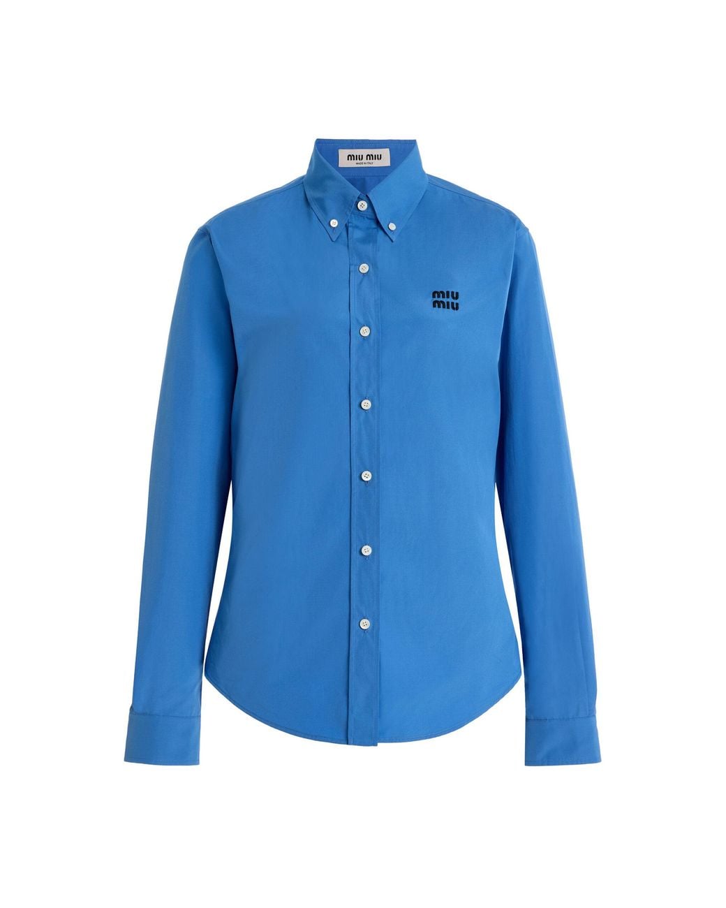 Miu Miu Blue Button-Detailed Cotton-Poplin Shirt