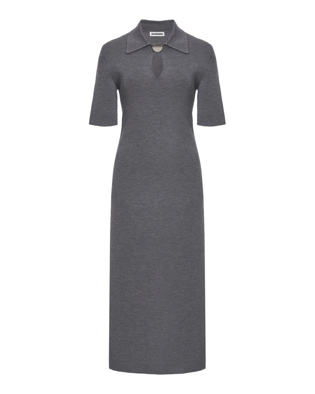 Jil Sander Gray Virgin Wool Polo Dress