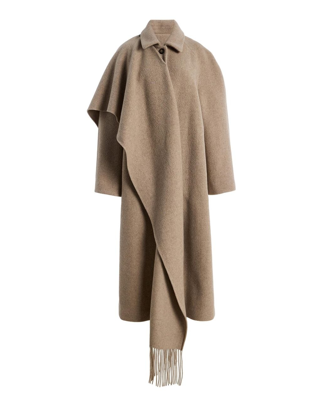 OSSOU Natural Canyon Draped Wool-blend Coat