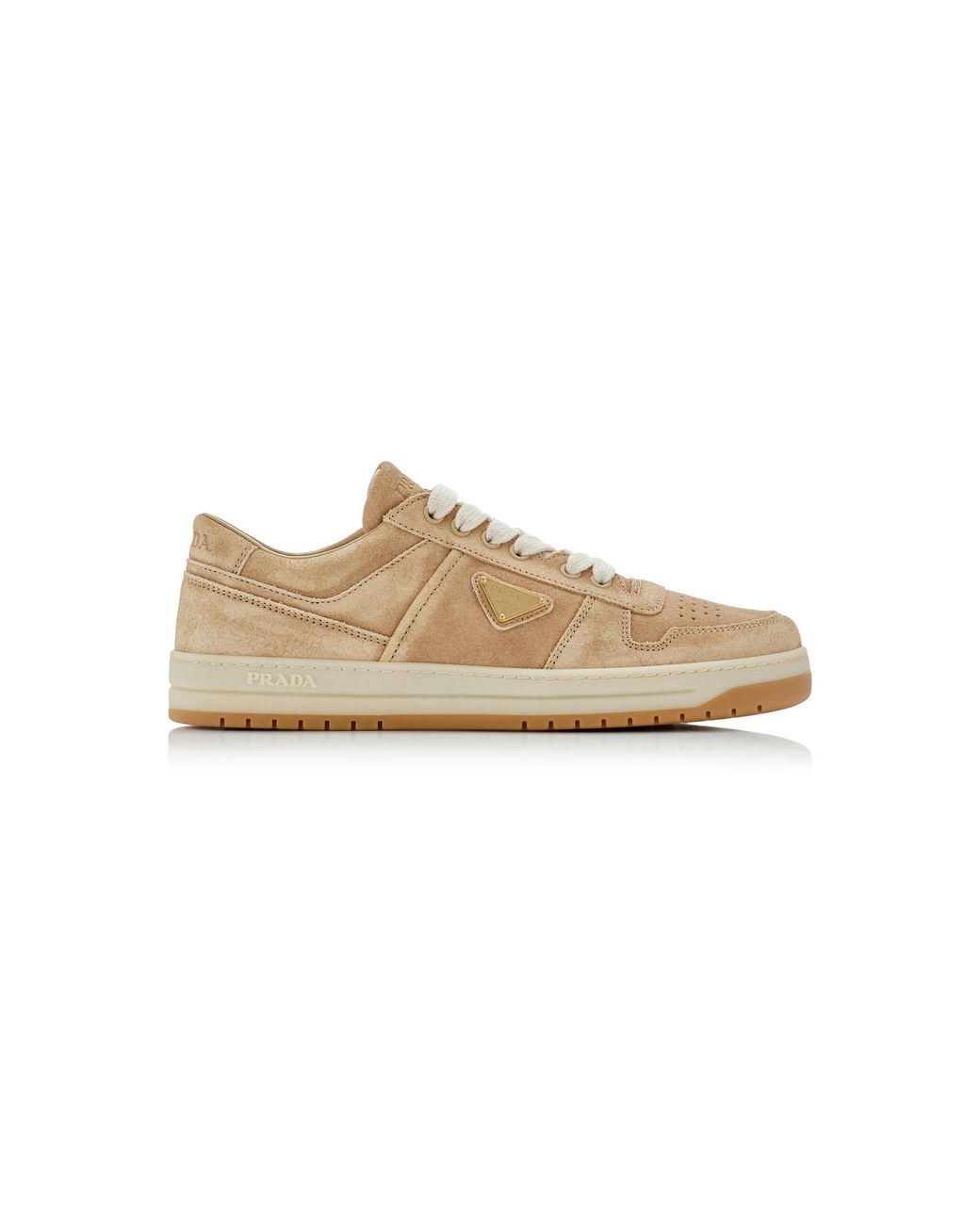 Prada Natural Downtown Platform Suede Sneakers