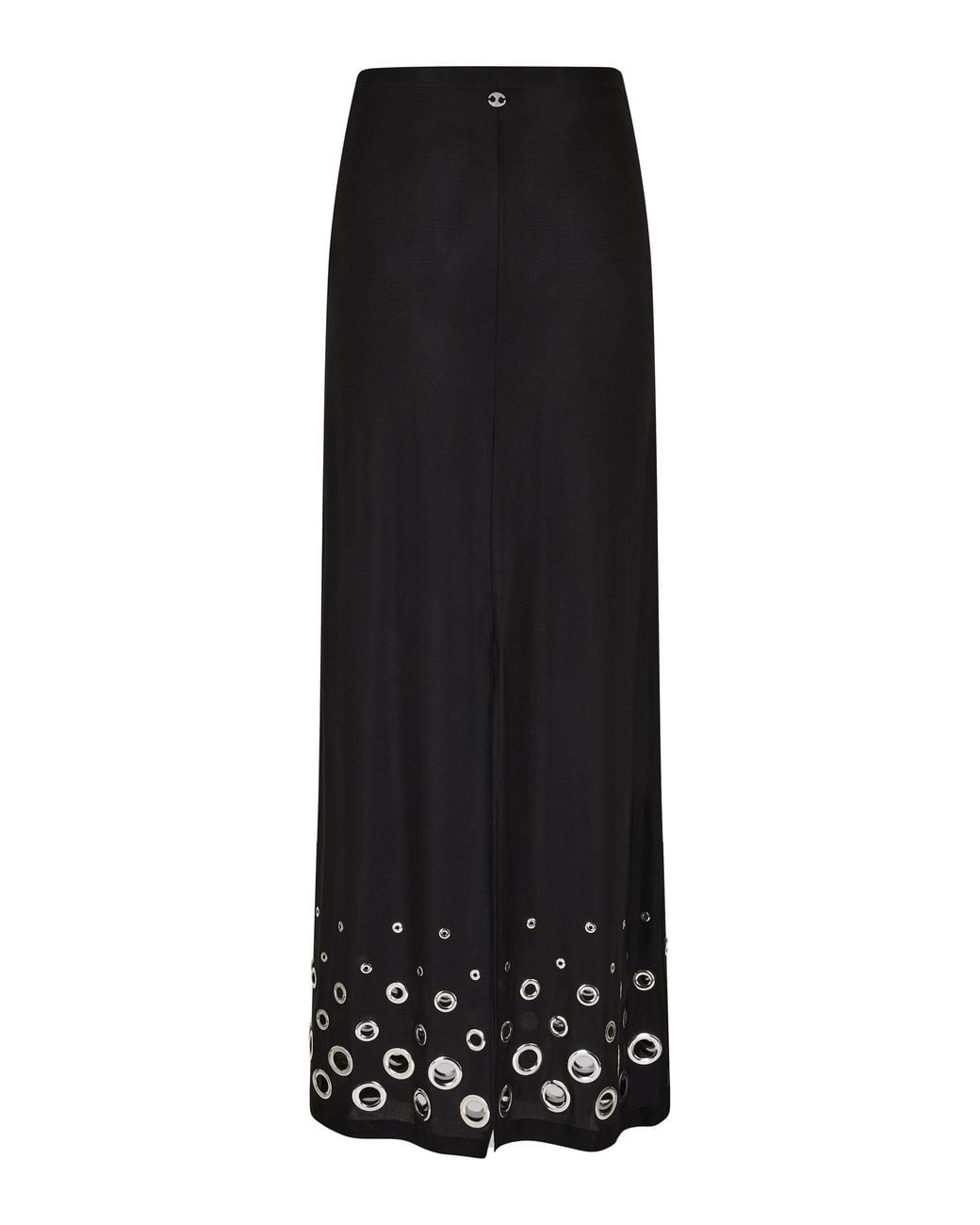Rabanne Black Eyelet-Detailed Cupro Maxi Skirt