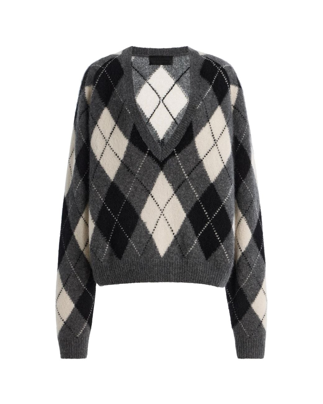 Nili Lotan Black Gia Argyle Cashmere-Silk Sweater