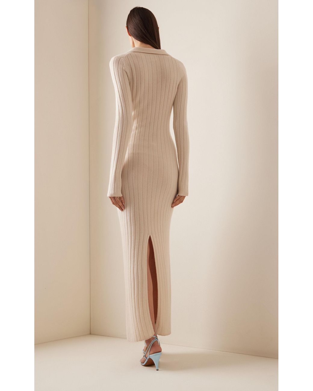 Khaite Hans Ribbed-knit Cashmere Maxi Dress in Natural | Lyst