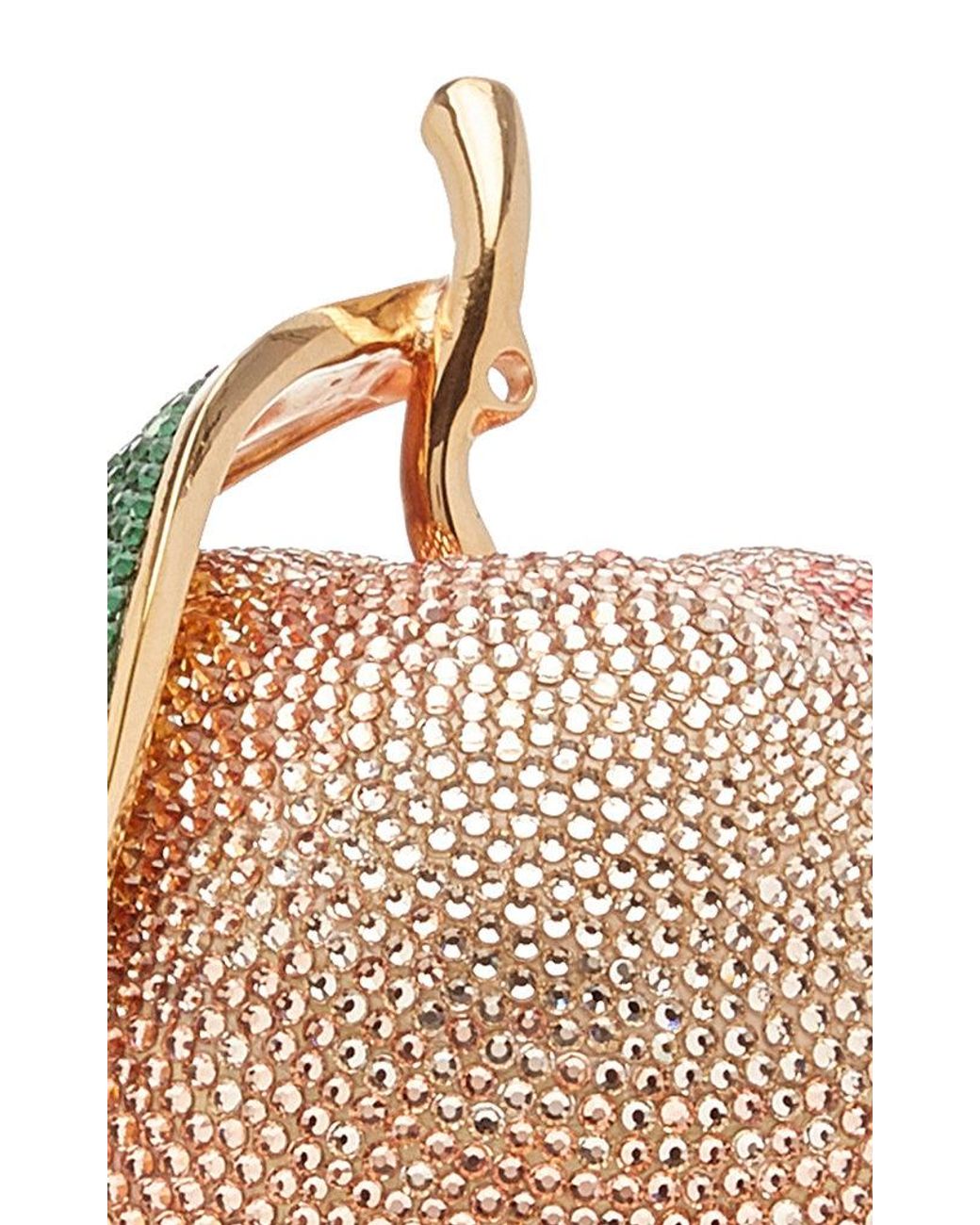 Judith Leiber Peach Crystal-embellished Gold-tone Clutch in