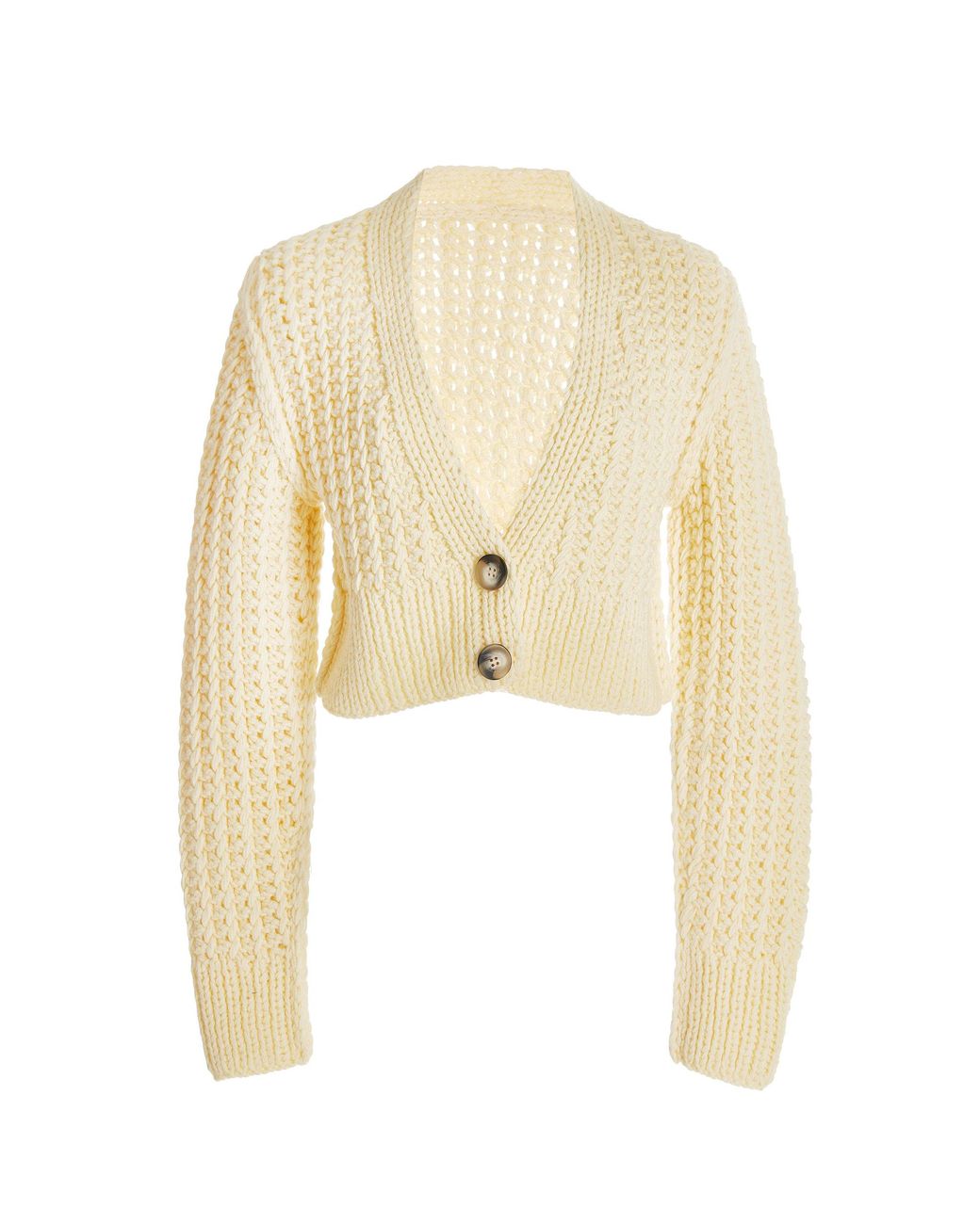 Anna October Sabina Cropped Wool-knit Cardigan in Yellow | Lyst