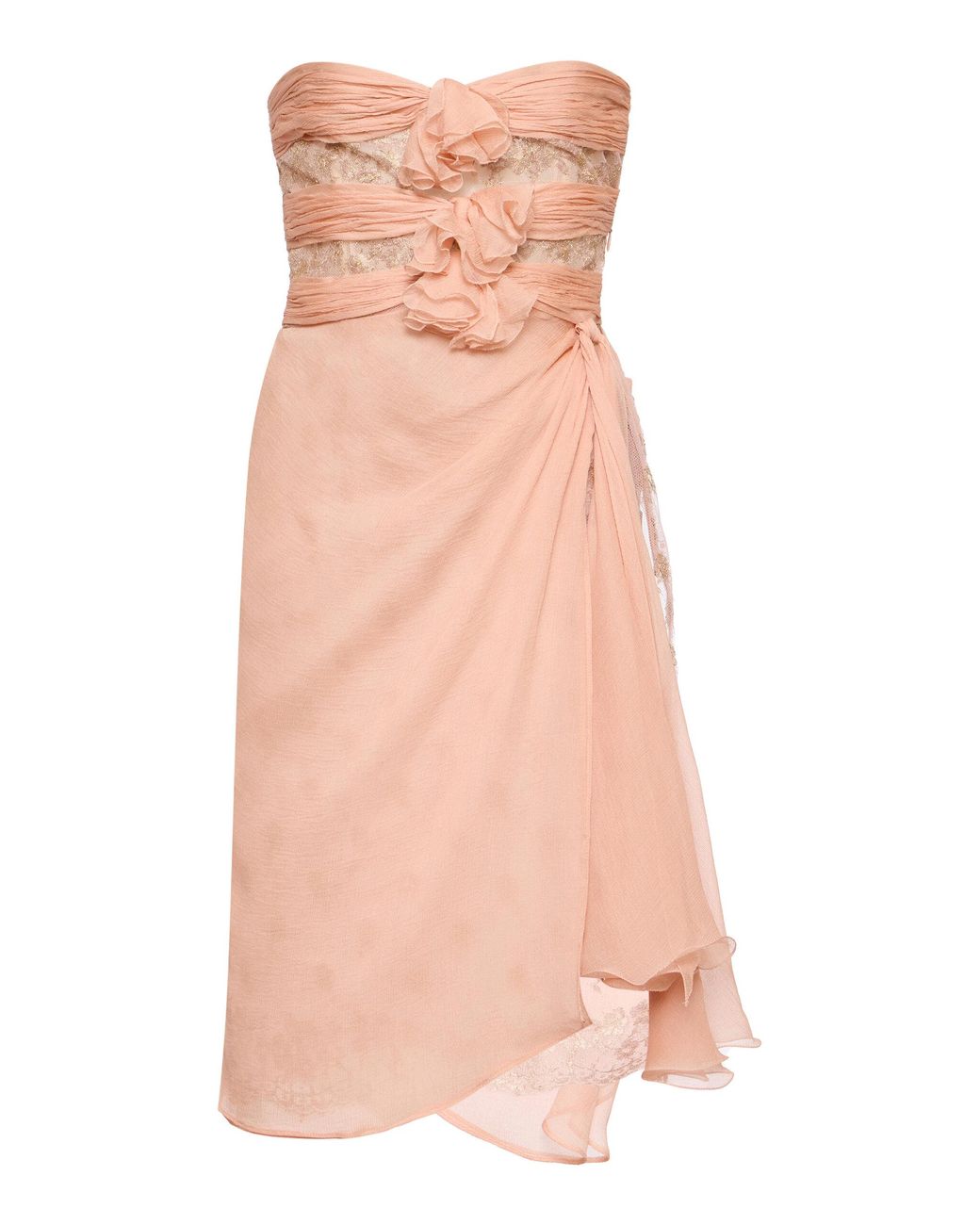 Valentino Garavani Pink Lace-Trimmed Chiffon Mini Dress