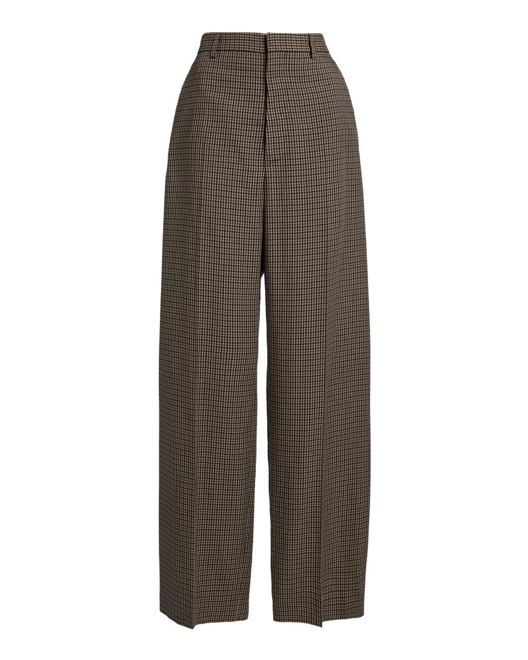 Balenciaga Brown Tailored Check Wide-Leg Pants