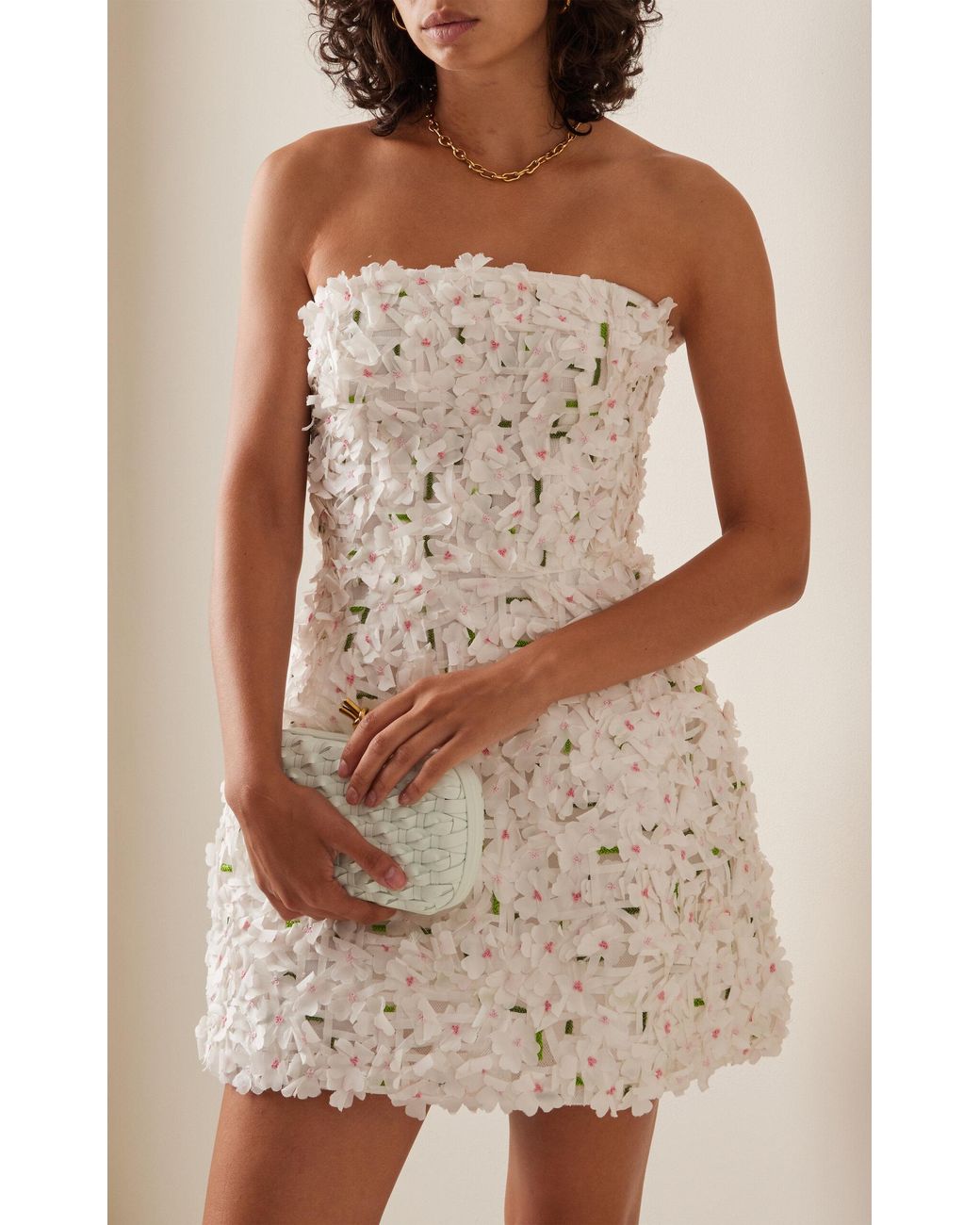 knee length dresses for ladies Strapless Embroidered Cocktail Dress – Monique Lhuillier main image 1
