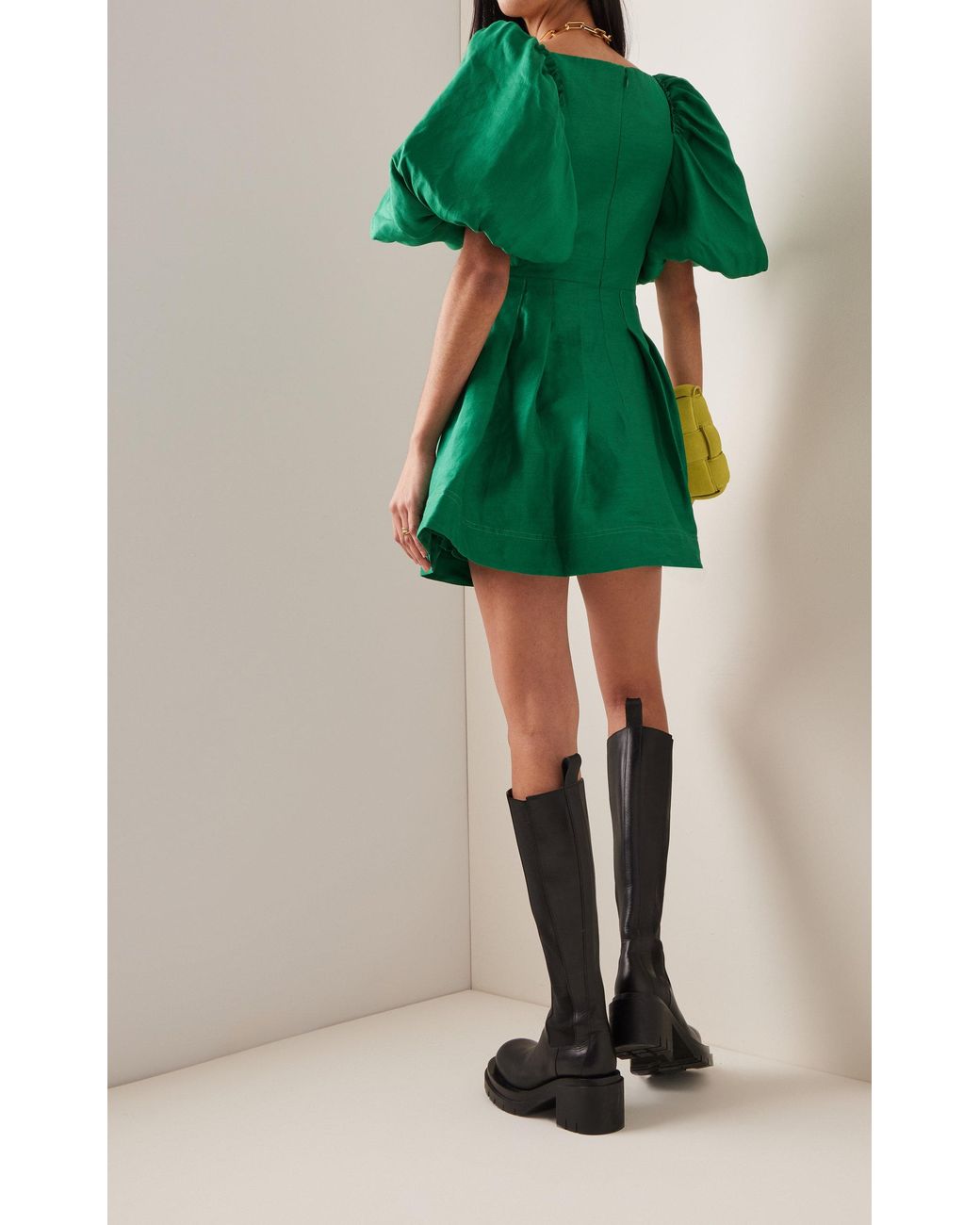 knee length dresses for ladies Rent Aje Dusk Knot Puff-Sleeve Midi-Dress