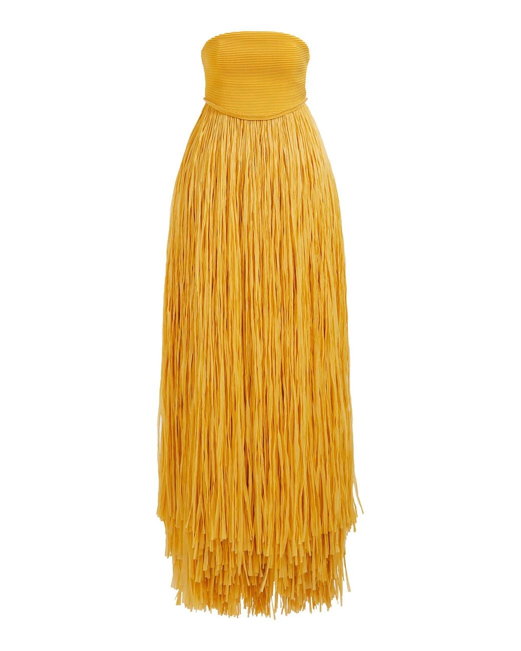 Aje. Orange Florentia Raffia Fringe Maxi Dress