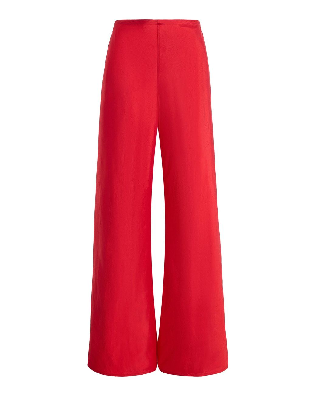 Staud Red Stroll Silk Wide-Leg Pants