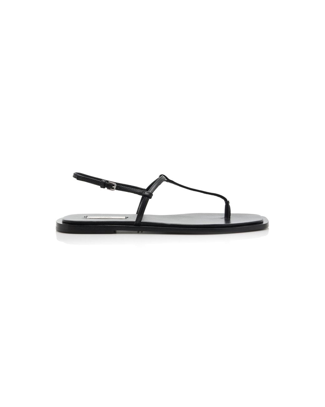 Totême Black T-Strap Leather Sandals
